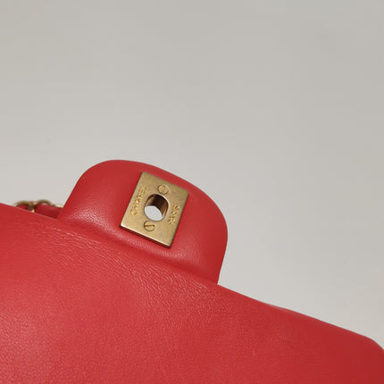 Chanel Classic Flap Mini 2019 Red Lambskin Leather Gold Hardware