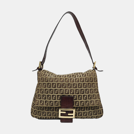 Fendi Mamma Baguette Brown Classic Zucchino Monogram Shoulder Bag