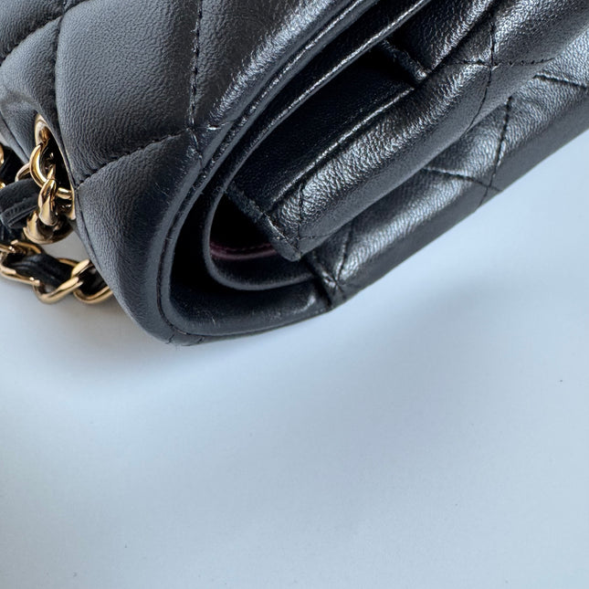 Chanel Classic Flap Maxi Black Lambskin Leather Double Flap with Gold-tone Hardware