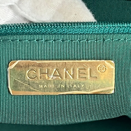 Chanel x Pharrel Williams Tweed Giant Logo Shopping Tote Green Quilted