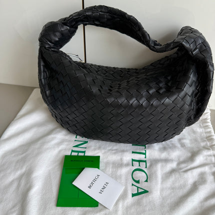 Bottega Veneta Jodie Small Black Lambskin Leather Silver Hardware-Luxbags