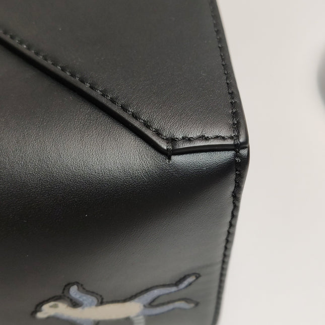 Loewe x Suna Fujita Lemur Puzzle Edge Small Black Leather Crossbody Bag