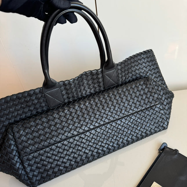 Sold Bottega Veneta Cabat Large Intreccio Leather Tote Bag Black 40cm