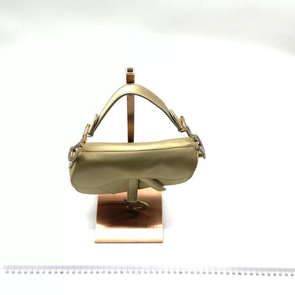Dior Saddle Mini Silk Handbag Light Gold with Crystals