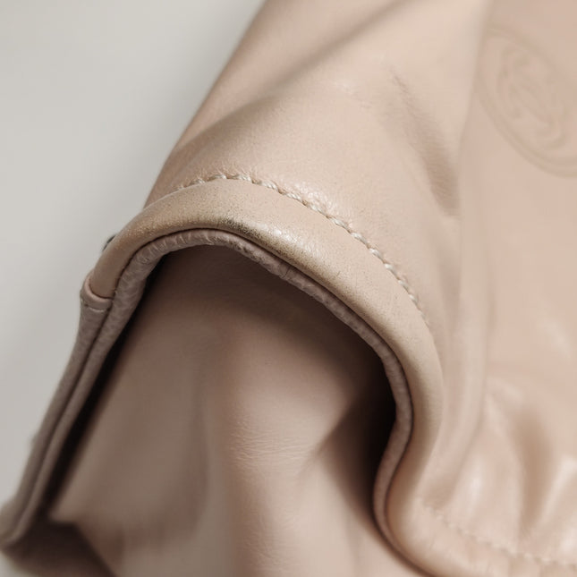 Chanel Deauville Tote Medium Pink Leather Top Handle Leather Chain Straps