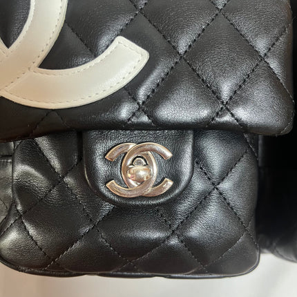 Chanel Cambon Multi-pocket Ligne Reporter Bag Large Black Calfskin Leather White Logo