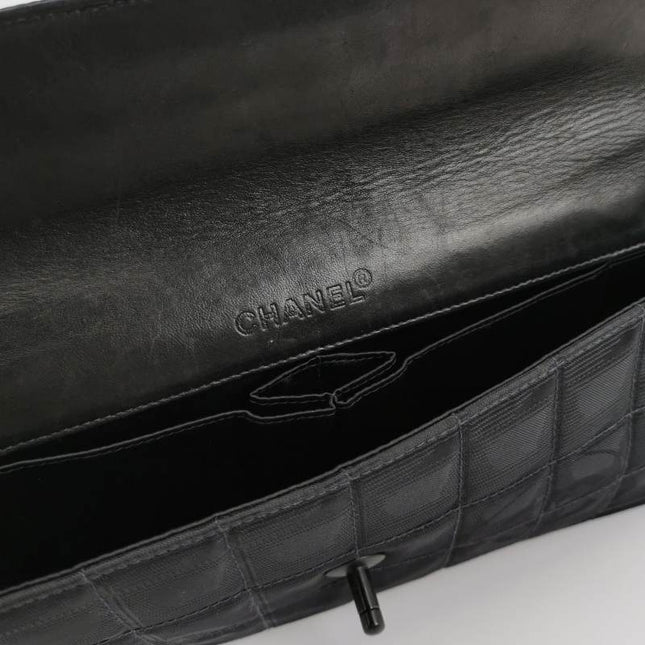 Chanel East West Chocolate Bar Black Leather Silver Hardware, 2000-2002