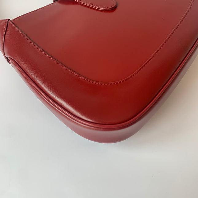 Gucci Jackie 1961 Small Burgundy Red Leather Bag with Adjustable Strap