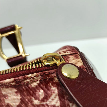 Christian Dior Trotter Boston Cloth Oblique Medium Red Handbag