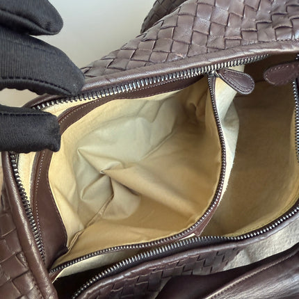 Bottega Veneta Belly Hobo Intreccio Leather Dark Chocolate Brown Large 50cm