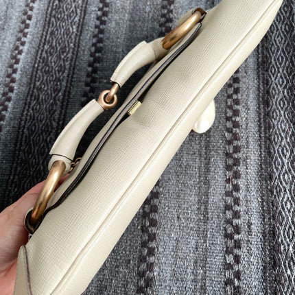 Gucci Horsebit 1955 Large White Leather Shoulder Bag