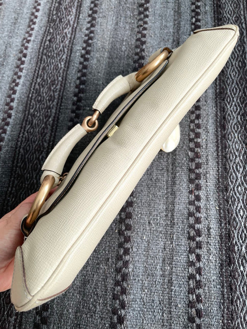 Gucci Horsebit 1955 Large White Leather Shoulder Bag