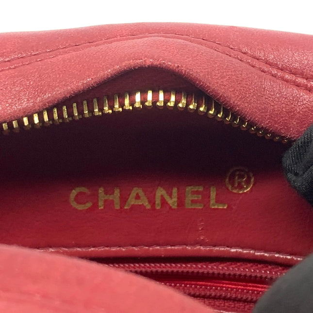 Chanel Vintage Camera Bag Red Lambskin Leather Gold Bajou Chain