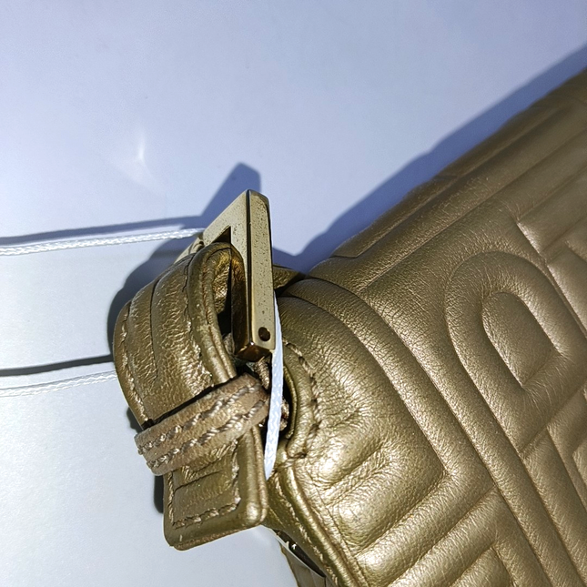 Fendi Baguette 1997 Re-edition 3D Embossed Gold Leather Shoulder bag