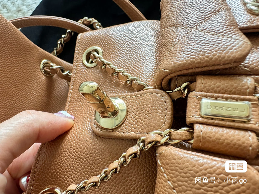 Sold Chanel 23P Small Duma Backpack Caramel Tan Caviar Leather