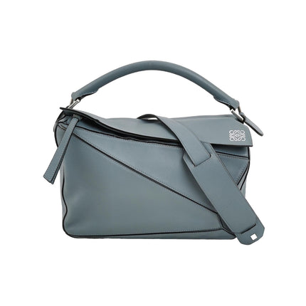Loewe Puzzle Medium Ash Blue Calfskin leather Crossbody Bag-Luxbags