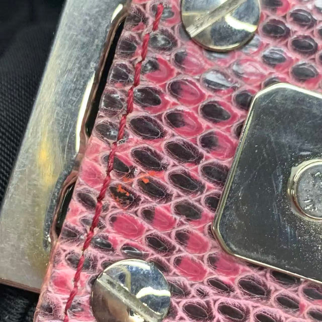 Fendi Baguette Purple Lizard Skin Leather Handbag