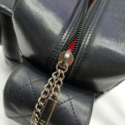 Chanel Cambon Multi-pocket Ligne Reporter Bag Medium Black CC on Black Calfskin Leather