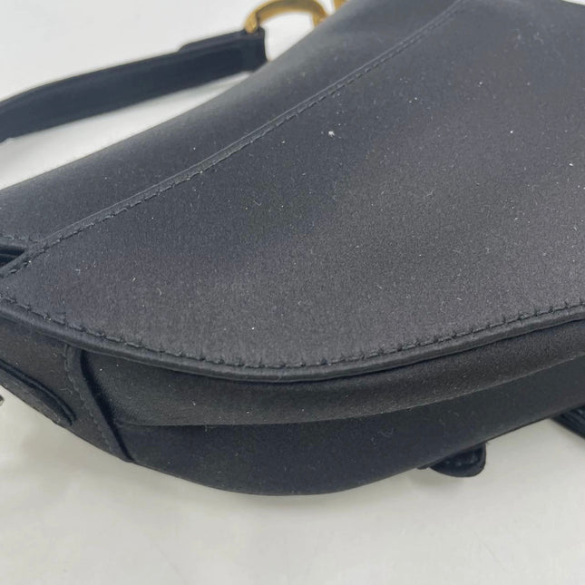 Dior Saddle Mini Silk Handbag Black with crystals
