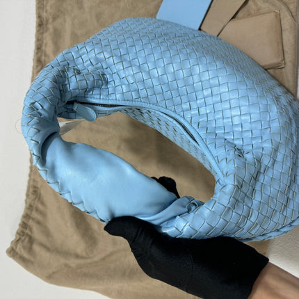 Sold Bottega Veneta Veneta Hobo Medium Baby Blue Intrecciato Leather Bag 43cm