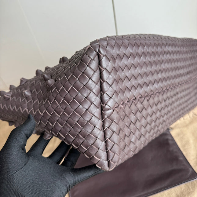 Sold Bottega Veneta Cabat Medium Intreccio Leather Tote Bag Dark Chocolate Brown