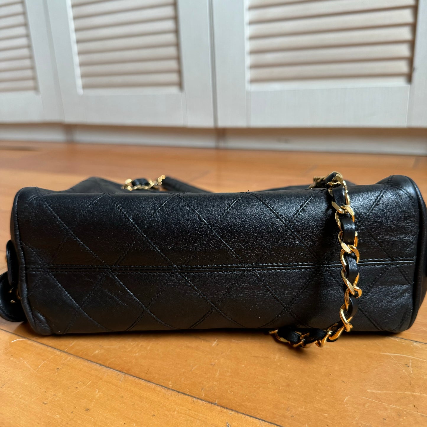 Chanel Mademoiselle Camera Bag Black Double Gold Chain, 1986-1988