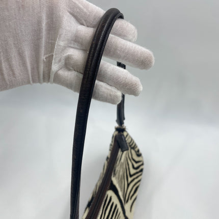 Prada Zebra Print Ponyhair Calfskin Leather Shoulder Bag