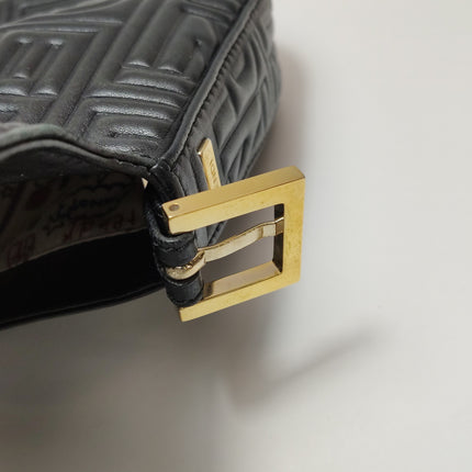 Fendi Baguette 1997 Re-edition 3D Embossed Black Leather Shoulder bag