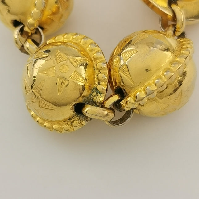 Celine 1990s Gold-tone Triomphe Planet Link Charm Bracelet