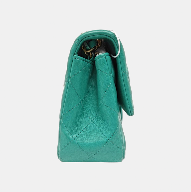 Chanel Classic Flap Mini 2018 Turquoise Blue Green Lambskin Leather Gold Hardware