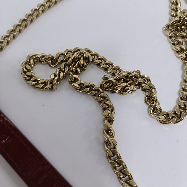 Lady Dior Mini Handbag Burgundy Red Patent Leather Gold-tone Chain Strap