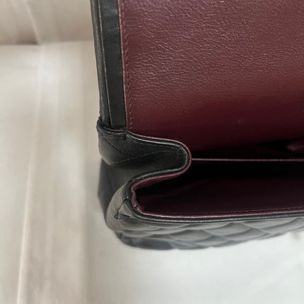 Chanel Classic Flap Maxi 2011 Black Lambskin Leather Double Flap with Gold Hardware