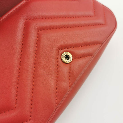 Sold Gucci Marmont Super Mini Flap Leather Bag Red Leather