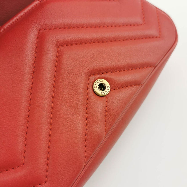 Sold Gucci Marmont Super Mini Flap Leather Bag Red Leather