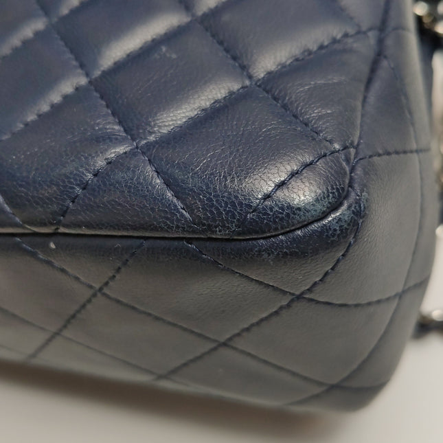 Chanel Classic Flap Mini 2020 Navy Lambskin Leather Silver Hardware