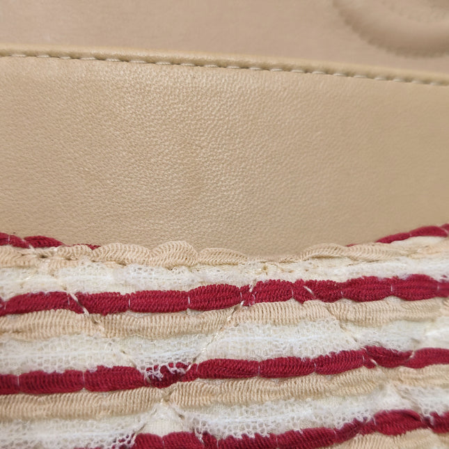 Chanel Classic Flap Red White Striped Medium Jersey Coco Sailor