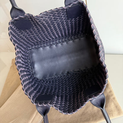 Bottega Veneta Cabat Small Intreccio Leather Tote Bag Navy