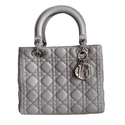 Sold Lady Dior Grey Cannage Leather Medium no strap-Luxbags