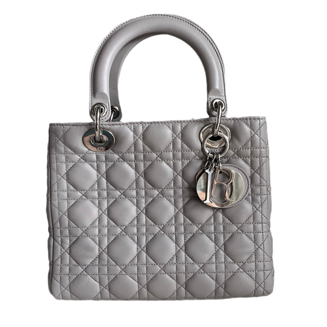 Sold Lady Dior Grey Cannage Leather Medium no strap-Luxbags