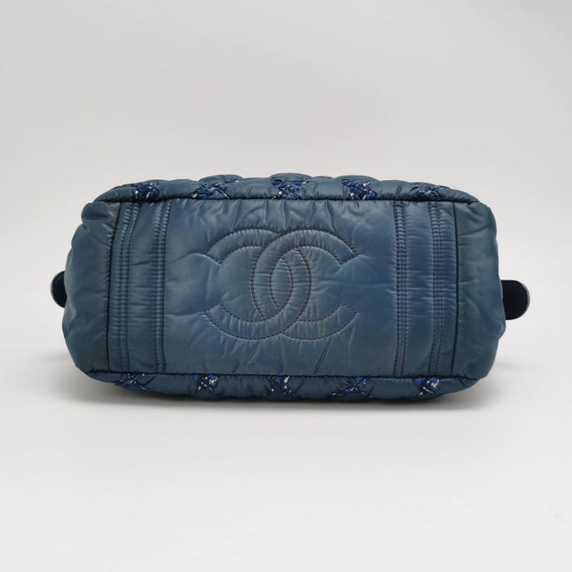 Chanel Paris-Byzance Tweed On Stitch Navy Nylon Bag