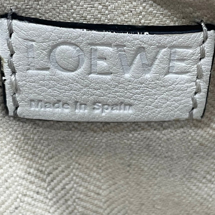 Loewe Puzzle Small Leather Woven Braided White Crossbody Bag
