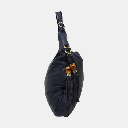 Gucci Jackie Soft Large Navy Leather Shoulder Bag With Strap