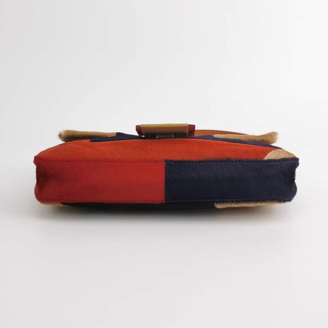 Sold Fendi Baguette Pony-style Calfskin Leather Multicolor Abstract Geometric Patchwork