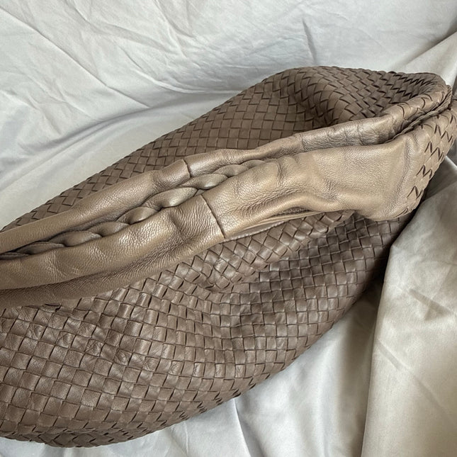 Bottega Veneta Belly Hobo Intreccio Leather Grey Large 50cm