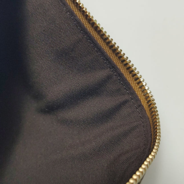 Gucci Clutch Pochette Gold Monogram Canvas and Leather Heart Chain