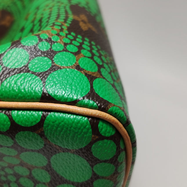 Louis Vuitton Kusama Town Speedy 30 Green Top Handle Bag