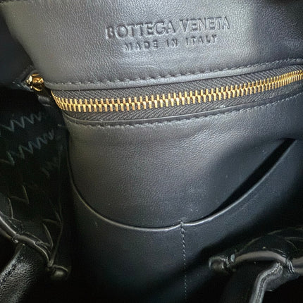 Bottega Veneta Andiamo Medium Black Intrecciato Leather Handbag