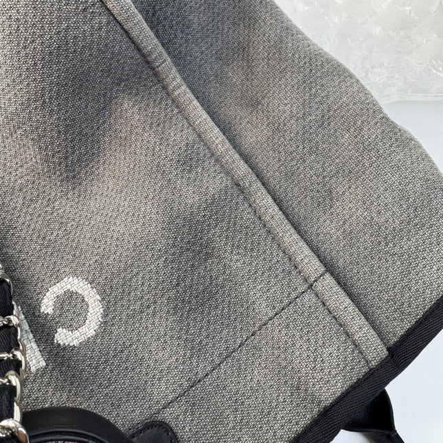 Chanel Deauville Tote Medium Navy Denim Top Handle