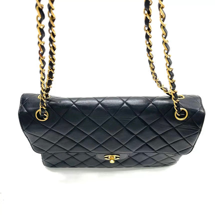 Chanel Jumbo Double Sided Classic Flap Black Lambskin Leather 24k Gold Hardware Handbag