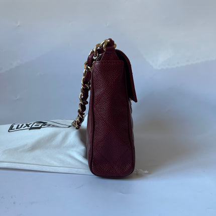 Chanel Vintage Burgundy Caviar Leather Shoulder Bag 24k Gold HW